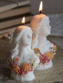 1个浪漫3D女神肖像硅胶模具 | 耐热、易脱模、可重复使用，适用于DIY蜡烛/石膏/树脂/肥皂 - 情人节/母亲节家居装饰、女士礼物、艺术蜡烛的理想之选 - A - 查看 8