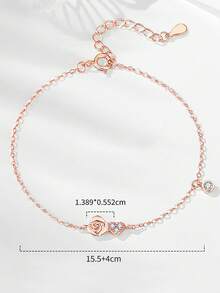 1 Peça Pulseira de Flor de Rosa Doce e Fofa em Prata 925, Colar Pendente Floral Adorável, Presente de Aniversário para Melhor Amiga, Lembrança Atenciosa para Festa - Rosa - Visão 12