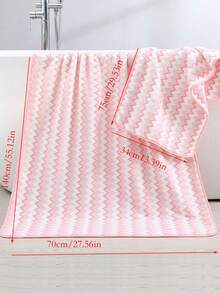 Coral Fleece Striped Simple Soft Absorbent Bath Towel/Hand Towel For Home Use Bathroom Decor - Green - View 7