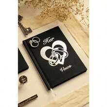 Impress Vow Books His And Hers Wedding Linen Vow Books For Wedding With Cufflinks Tie Clip Set Vow Book Foil Stamped Vows Wedding Vows Book - Wedding - View 5