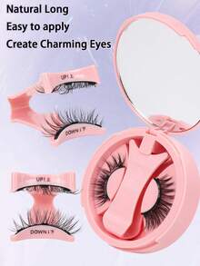 1 Pair Natural Cat Eye Magnetic False Eyelashes With Mirror, Reusable Magnetic Eyelash Set, Waterproof Eyelash Extension Without Glue - Cat Eye Lashes - View 7