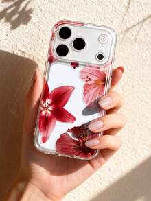 Flower 1pc Fresh Summer Floral Pattern Anti-Slip Transparent Air Cushion Soft Phone Case Compatible With Iphone 11/12/13/14/15/16/17 Pro Max - Multicolor - View 2