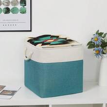 Fabric Baskets For Closets Shelves Lined Set Of 3 Large Square Collapsible Storage Bins For Organizing 13 X 13 Cube Storage Bins For Pantry Organization Storage(Teal Blue) - White & Teal - View 8