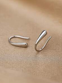 1 Pair S925 Sterling Silver Minimalist Teardrop Earrings, Suitable As Graduation, Family, Friendship Gift, Unique Commemorative Item - Water Droplets - View 14