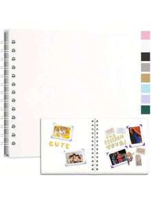 7"X7", 8"X8", 10"X10" DIY Handmade Photo Album, 40 Pages/20 Sheets Hardcover Kraft Paper Photo Album, Wedding Memory Book, Family Photo Album - White - View 7