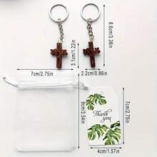 36pcs Jesus Cross Keychain Set, Wooden Jesus Letter Cross Keychain, Birthday Festival Baptism Party Gathering Gift, Gift Bag Set Souvenirs, Suitable For Wedding, Easter, Christmas, Holiday Gifts - Multicolor - View 12