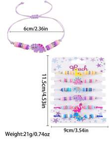 6pcs/Set Cute Cartoon Dinosaur Silver-Plated Charm Bracelet For Girls - Multicolor - View 6