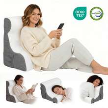 Wedge Pillow For Bed | All-In-One Ergonomic Bed Wedge Pillow – Design For Ultimate Sleep, Reading & Recovery Support, With Cooling Memory Foam & Anti-Slip Honeycomb Cover - White - View 1