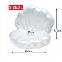 Inflatable White PVC Seashell Shaped Pool Float, Giant Inflatable Clam Shaped Float With Pearl Balls, Seashell Pool Float Ride-On Raft Chair, Suitable For Adult Summer Beach Party - Multicolor - View 5