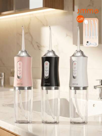 JMMO Electric Water Flosser Cordless For Teeth 3 Modes 4 Jet Tips, Cleaning And Flossing Water Dental Portable Floss Irrigator Oral Water Flossed, Rechargeable Tonsil Stone Travel