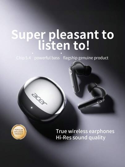  Acer OHR546 Bluetooth Earbuds, In-Ear Design TWS Wireless Earphones With Charging Case, Noise Cancelling, Stereo Sound Effect, Low Latency, Comfortable Fit For Business, Sports, Running, Fitness, Compatible With Phones, Tablets, Laptops, Great For Christmas & Valentine's Day Gifts