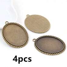 4pcs Pendant Cabochons Blank Base Setting Fit 30x40mm Oval Bezel Tray DIY Jewelry Making Accessories Findings - 30x40mm - View 7