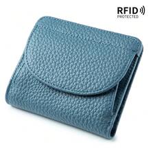 Tarjetero de cuero genuino RFID para mujer, tarjetero para tarjetas de crédito, monedero de piel de vaca, bolso de mano de lujo, billeteras de bolsillo delgadas 1KNK - Verde - Ver 15