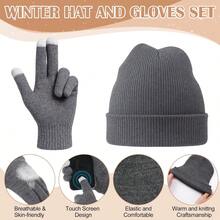 Euuztu Geyoga 6 Pcs Women Winter Beanie Hat Scarf Gloves Ear Muffs Fuzzy Socks Set, Touchscreen Gloves Thermal Cold Weather - màu đen - Xem 3