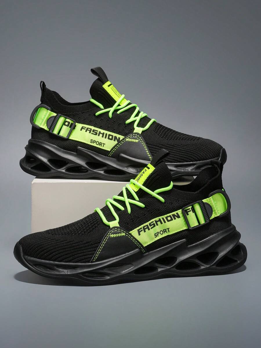 Men's Breathable Hollow Knit Casual Sports Running Shoes, Suitable For All Seasons
