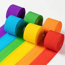 6pcs/Set 10m Rainbow Crinkle Paper Decorative Ribbons, Suitable For Birthday Party, Wedding, Home Decor DIY Background Decoration, Excluding Balloons And Other Accessories, DIY Craft - Multicolor - View 2