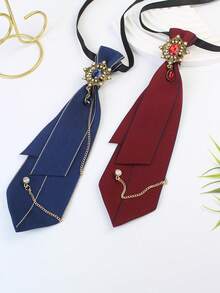 1pc Unisex Fashion Personality Casual Necktie, Bow Tie, Suit, Formal Tie. Chain Connected, Stylish Pendant, Suitable For Formal Occasions, School Uniform, Formal Wear Matching, Daily Use - Tie 5 - View 4