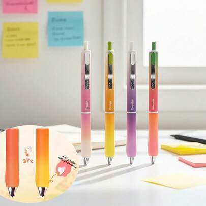 Ombre Color Grip Ballpoint Pen With 0.5mm Black Refill, Quick Drying