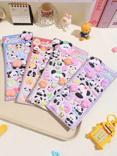 1个韩国3D可爱鼻子造型兔子/熊猫肉丸减压贴纸