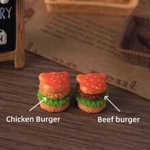 20个仿真迷你食物玩具，鸡蛋、牛肉、汉堡树脂DIY钥匙扣挂件，手工材料汽车装饰品 - 彩色 - 查看 6