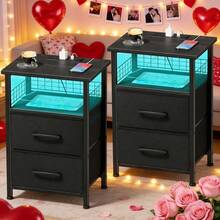 ✨LAKEMID Nightstand Set Of 2 , Night Stand With Drawer, Side Tables Bedroom, End Table For Living Room, Office|Enhanced Design|Suitable For Pet-Owning Households|Autumn & Winter Heartwarming Gift|Christmas & Halloween Gift|Newly Upgraded Thickened Edition|Thanksgiving Day|Celebration Gifts|NYE Party Gifts|Lunar New Year 2026|New Year's Eve|Valentine's Gifts|Made Me Buy It: Must-Haves To Stock Up On✨ - 黑色 - 查看 4