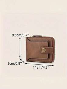 1pc Customized Men's Wallet Gift - Fashion Brown Faux Leather Wallet With Engraved Design, Snap Closure, Zipper Card Slots And Coin Pouch, Elegant Father's Day Special Occasion Men's Accessory | Personalized Durable Wallet - Multicolor - View 7