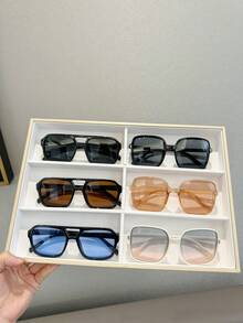 1副/6副套装，新款方形女士时尚高端街头风沙滩旅行骑行钓鱼眼镜 - 彩色 - 查看 5