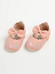 新生儿女童玛丽珍鞋，防滑芭蕾平底鞋，公主裙鞋，幼儿学步鞋 - 粉色 - 查看 5