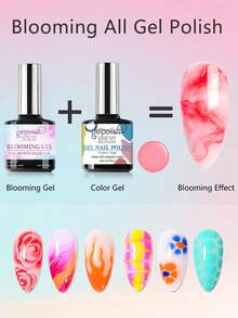 Spring & Summer Blooming Gel Nail Polish, Transparent UV LED Gel For Diffused Effect, Marble, Natural Stone, Watercolor Floral Print, Removable Gel Nail DIY Design, Manicure, Valentine's Day Gift For Her - 無色 - 查看 3