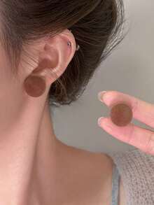 4对简约可爱圆形植绒耳钉，适合女性日常及节日佩戴。 - 四件套-A款 - 查看 4