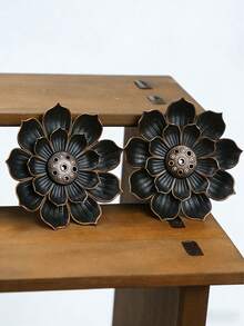 Metalowy świecznik na kadzidełka w kształcie lotosu – klasyczny styl europejski, bezzapachowy, odpowiedni na Boże Narodzenie, Halloween, Wielkanoc, Święto Dziękczynienia i inne święta, świecznik do dekoracji wnętrz - świecznik - Zobacz 2