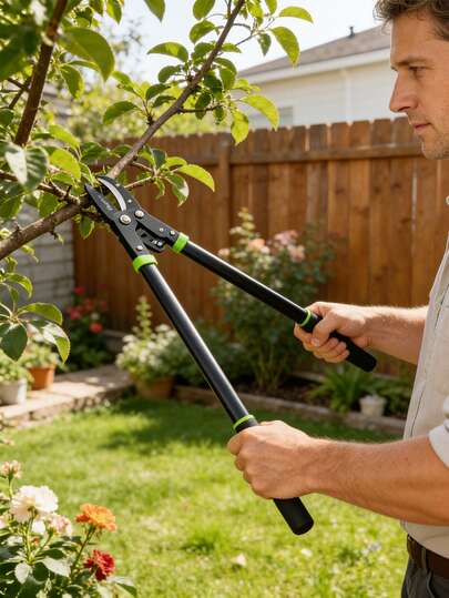 Tesoura de jardim retrátil, aparador de sebes, ferramenta de jardinagem para cortar relva, flores e ramos de árvores.