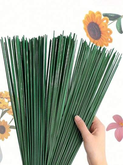 50 piezas de tallos de flores verdes artificiales de 2mm, realistas para manualidades DIY de bodas y decoración del hogar, accesorios florales, varillas de alambre suaves y flexibles para fiestas, estilo bohemio, decoración de dormitorios, regalos del Día de la Madre y San Valentín, decoración de primavera