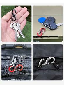 1pc Bi-Directional Carabiner Clip, No Lag Rebound Design, With Keychain Hook - Multicolor - View 5