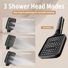 12英寸壁挂式凯迪蓝色雨淋花洒系统 | 钢琴键式控制 | 数字温度显示 | 四功能淋浴龙头套装，含雨淋式花洒和手持花洒 | 高压增压器，适用于现代浴室 - 青碧色 - 查看 4