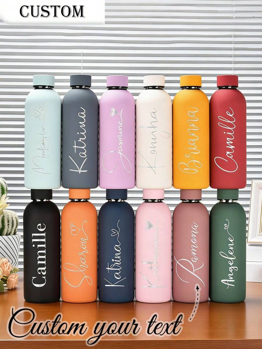 1件客製化雙層不鏽鋼咖啡杯 500ml/17oz 個性化保溫隨行杯 刻名運動水壺 生日禮物