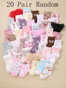 20/10/5/1 Pares Aleatórios de Meias Joelho Fofas para Bebê, Decoradas com Floral, Laço, Laço 3D, Barra de Renda, Morango e Padrões de Cereja. Adequado para combinar com todos os looks. O design da barra de renda não irá constranger os tornozelos do bebê. Adequado para bebês meninas de 0-36 meses, também pode ser usado como presente. - Multicolorido - Visão 16