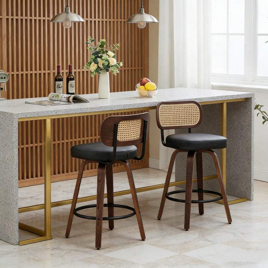 Barstools - Black + PU Leather + Foam-1 - View 1