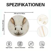 一套兔子图案圆形餐垫，适合春、夏、秋、冬四季使用。 - 彩色 - 查看 3