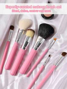 化妆刷套装（7件套） - 包括粉底刷、散粉刷、遮瑕刷、高光刷、修容刷、眼影刷和腮红刷 - 面部和眼部化妆刷，采用合成刷毛 - 彩色 - 查看 2