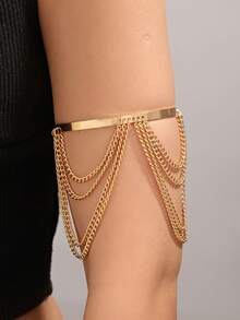 1pc Bohemian Vintage Tassel Decor Arm Cuff, Versatile Accessory - Gold - View 6