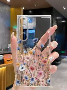 1 pièce Étui de téléphone à fleurs coloré et artistique à la mode. Housse de protection souple compatible avec Huawei Honor, Galaxy A04e/12/A13/A14/A34/A50/A52/A53/A54/S21/S22/S23/S24/S25/S25Ultra/S25FE/S26/S26 PLUS/S26 ULTRA/S26 EDGE, 6A/7A/8A, 12T/13T/15T/15T Pro, version internationale, pas la version domestique - Transparent - Voir 5