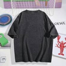 Women's Teens Oversized Graphic Tee Shirts Y2k Short Sleeve Floral Aesthetic Tshirt Top Summer Cute Preppy Clothes-For Women, Holiday, Vacation - 黑色 - 查看 4