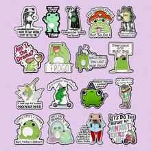 Cute Frog Series Enamel Pin Funny Animals Quotes Brooch Pins Lapel Pin Badge On Backpack Clothing Accessories Jewelry Friends Gifts - Green - View 3