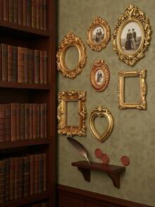 12pcs/10pcs/6pcs Set Vintage Mini Baroque Hollow Resin Photo Frame, DIY Dollhouse And Fairy Tale Scene Decoration, Mini Landscape Craft Ornament, Personalized Photo Display, Gift For Family And Friends, Jewelry Display And Nail Art DIY Accessory - Multiple Styles - View 4