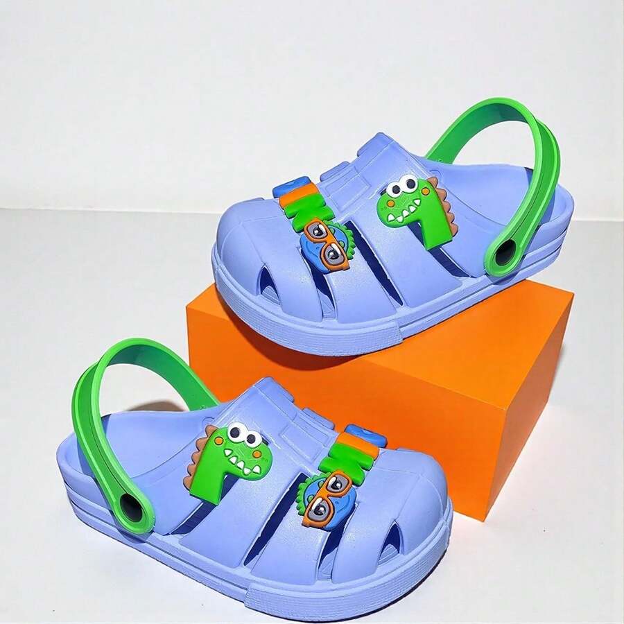 Sandalia Infantil para meninos dinossauro babuche - Azul bebê - Visão 1