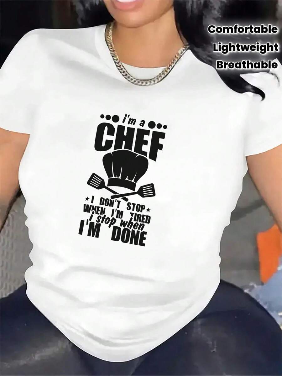 Women'S Chef T-Shirt - "I'm A Chef" Graphic With Chef Hat Design - Lightweight Kitchen Shirt For Cooking, Restaurant, Casual Attire - Black & White Chef Apparel - Easy-Care Professional Chef Outfit, Chef Accessories, Cooking Enthusiast Clothing, Playful Text Design, Comfortable Fit, Restaurant Uniform, Round Neck Tee, Breathable Material, Culinary Enthusiasts, Chef Tshirt, T Shirt Women, Top For Women, Tshirt Shirt For Women, T Shirt For Women, Women T-Shirt, Women Top, Women Polo - White - View 1
