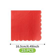 8pcs Red Petal Shaped Disposable Plates, Napkins, Cups Party Supplies Set, Suitable For Birthday, Wedding, Theme Party, Family Picnic - Multicolor - View 7