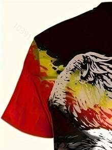 Camiseta casual de cuello redondo de verano para hombres con estampado digital 3D de águila - Multicolor - Ver 4