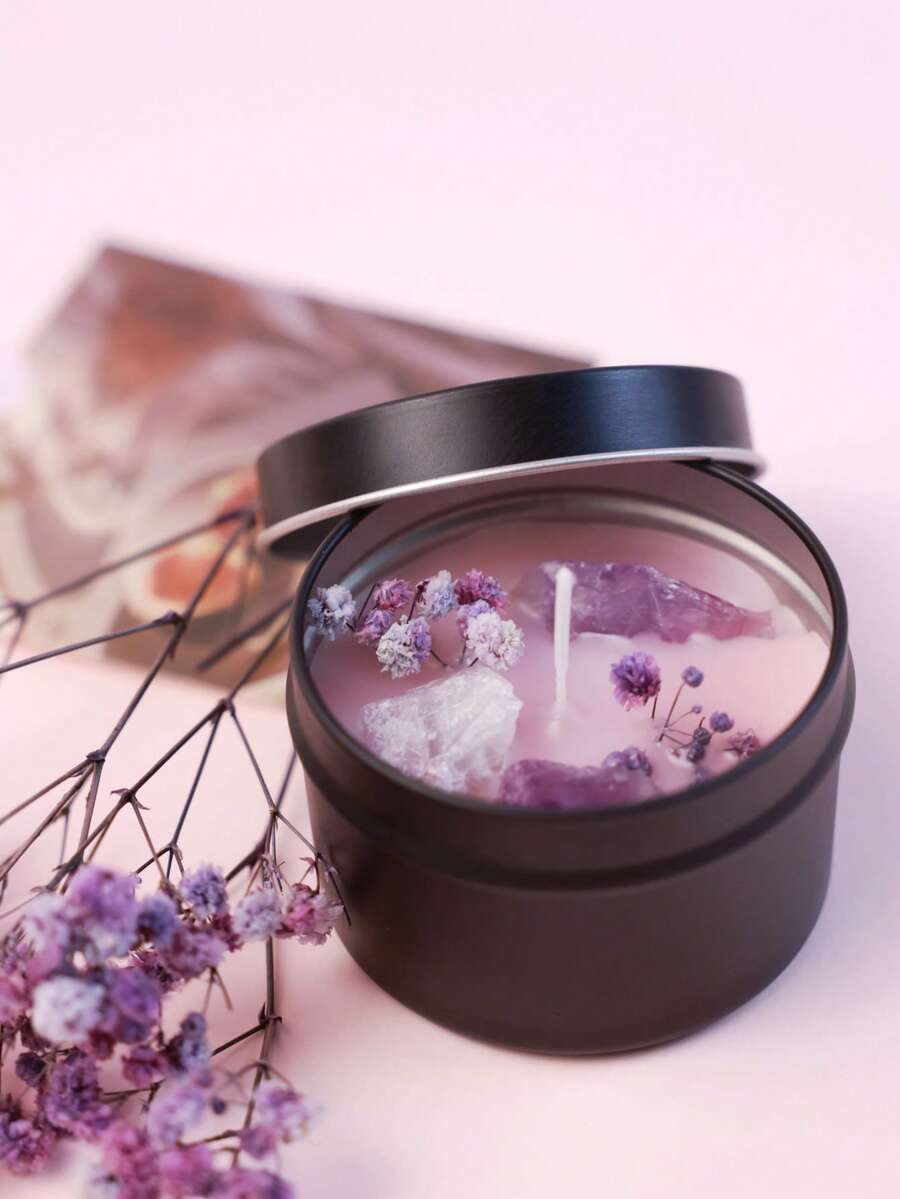 4盎司天然大豆蜡1支装香薰水晶蜡烛，天然石魔法蜡烛，用于自我关爱和许愿，节日礼物 - 均碼 - 查看 1